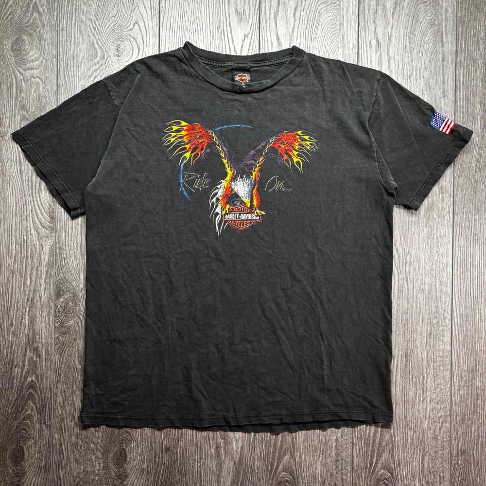 Harley-Davidson Las Vegas Eagle Ride On Graphic T-Shirt Black Mens XL Vintage